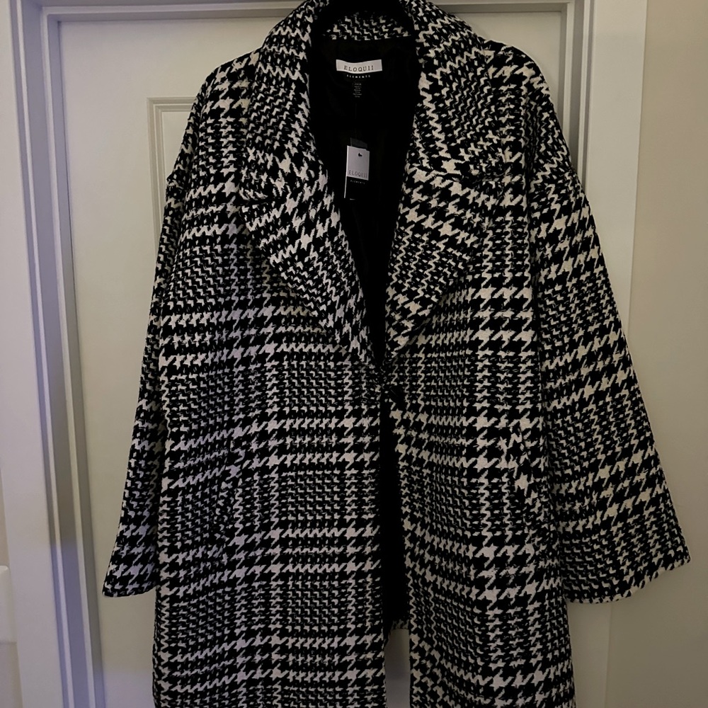 ELOQUII Women's Plus Size Houndstooth Coat